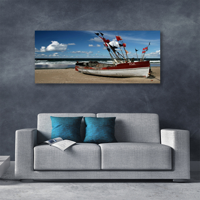 Quadro canvas Paisagem de barco de praia e mar