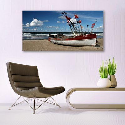 Quadro canvas Paisagem de barco de praia e mar