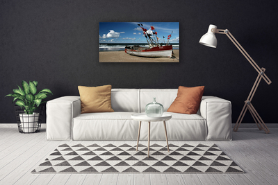 Quadro canvas Paisagem de barco de praia e mar