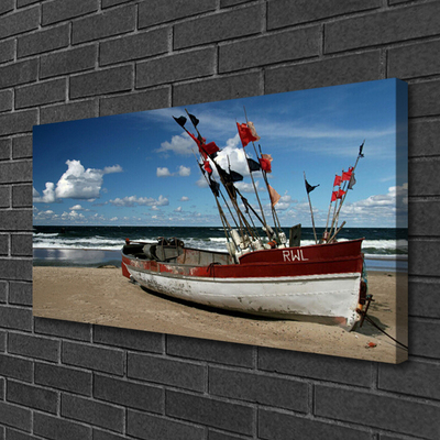 Quadro canvas Paisagem de barco de praia e mar
