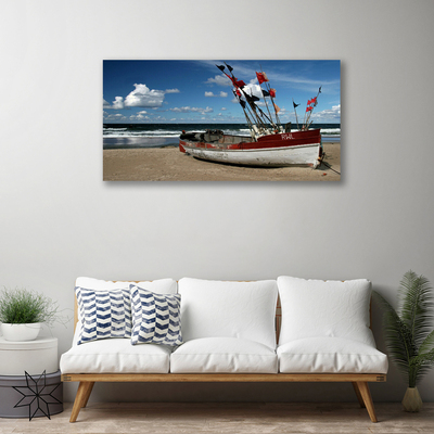Quadro canvas Paisagem de barco de praia e mar