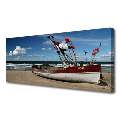 Quadro canvas Paisagem de barco de praia e mar