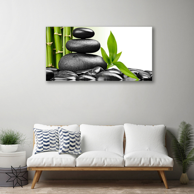 Quadro canvas Arte com Folhas e Pedras