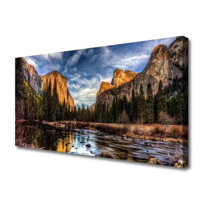 Quadro canvas Montanha Floresta Lago Natureza