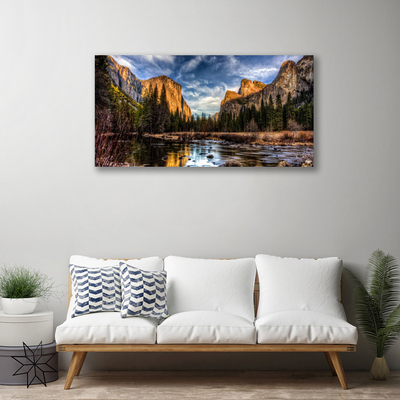 Quadro canvas Montanha Floresta Lago Natureza