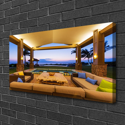 Quadro canvas Palmeiras no Pátio do Jardim na Parede