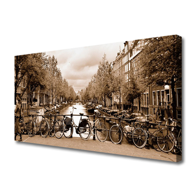 Quadro canvas Rio Bicicleta Árvores Paisagem