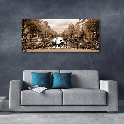 Quadro canvas Rio Bicicleta Árvores Paisagem