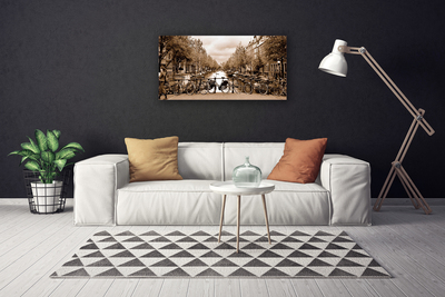 Quadro canvas Rio Bicicleta Árvores Paisagem