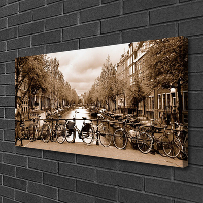 Quadro canvas Rio Bicicleta Árvores Paisagem