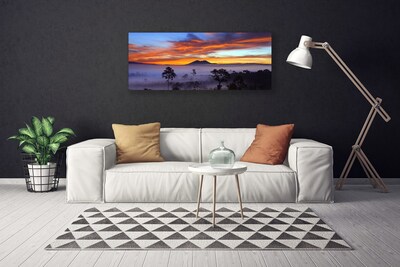 Quadro em tela Paisagem de árvores e neblina