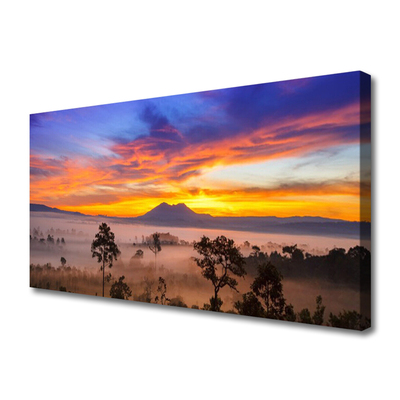Quadro canvas Paisagem de árvores e neblina