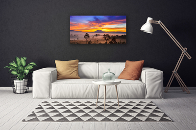 Quadro canvas Paisagem de árvores e neblina
