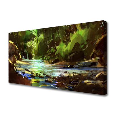 Quadro canvas Pedras do Lago da Floresta Natureza