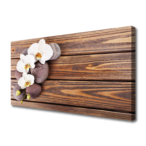 Quadro em tela Flor Orquídea Madeira