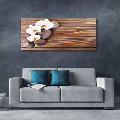 Quadro em tela Flor Orquídea Madeira