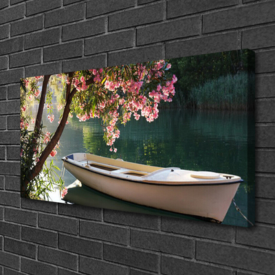 Quadro canvas Paisagem de barco e árvore