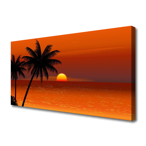 Quadro em tela Palmeira Mar Sol Paisagem