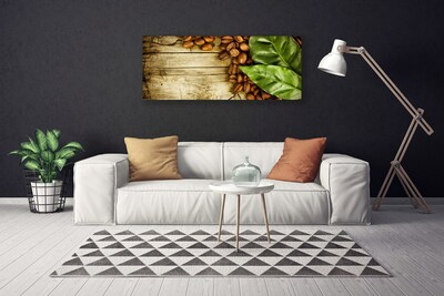 Quadro em tela Grãos de café folhas cozinha
