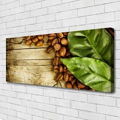 Quadro em tela Grãos de café folhas cozinha