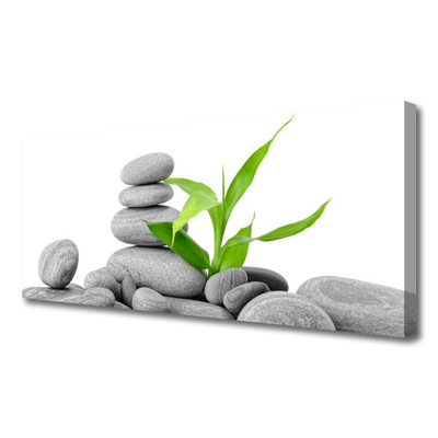 Quadro em tela Arte com Folhas e Pedras