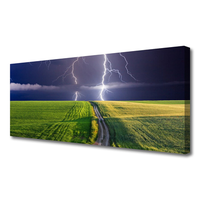 Quadro em tela Paisagem de campo de relâmpagos