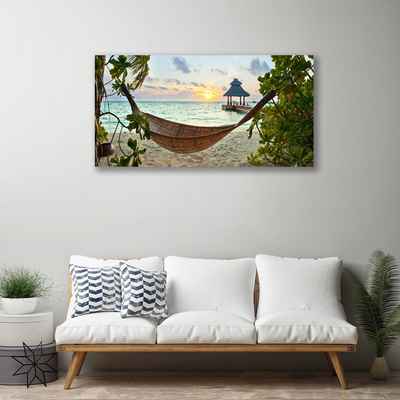 Quadro em tela Rede de praia Paisagem marinha