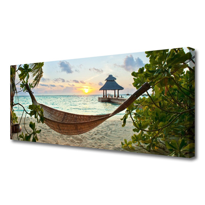 Quadro em tela Rede de praia Paisagem marinha