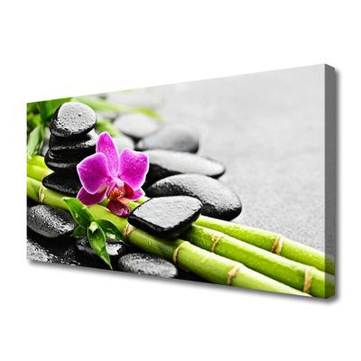Quadro canvas Arte em Pedras de Flores de Bambu