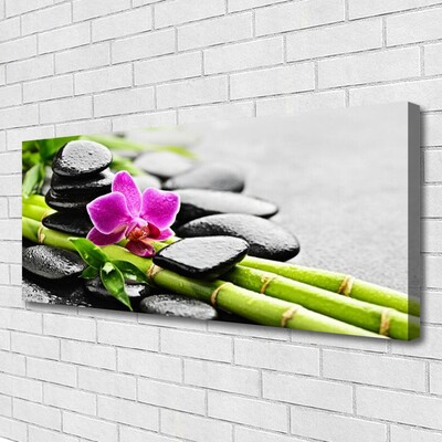 Quadro canvas Arte em Pedras de Flores de Bambu
