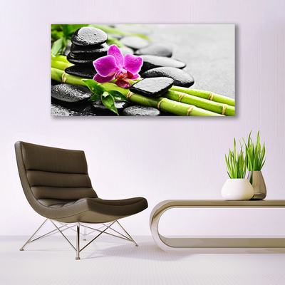 Quadro canvas Arte em Pedras de Flores de Bambu
