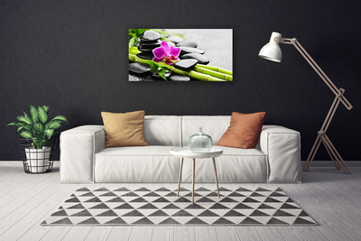 Quadro canvas Arte em Pedras de Flores de Bambu