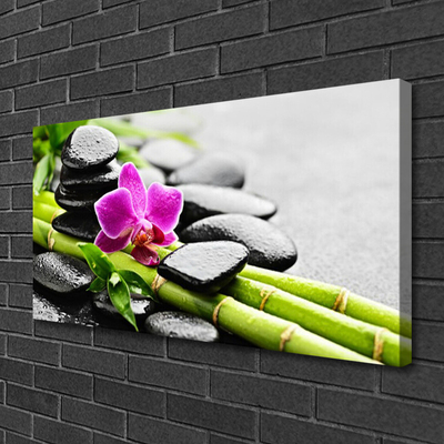 Quadro canvas Arte em Pedras de Flores de Bambu