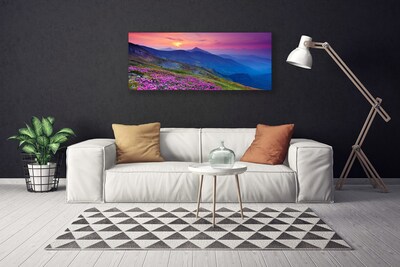 Quadro canvas Montanhas Prado Flores Paisagem