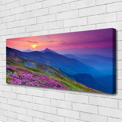Quadro canvas Montanhas Prado Flores Paisagem
