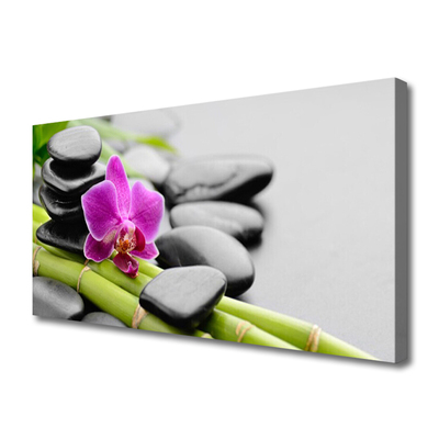 Quadro canvas Arte em Pedras de Flores de Bambu