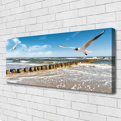Quadro em tela Paisagem marinha de gaivotas