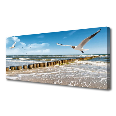 Quadro em tela Paisagem marinha de gaivotas