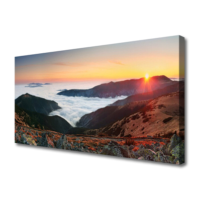Quadro canvas Montanhas Nuvens Sol Paisagem