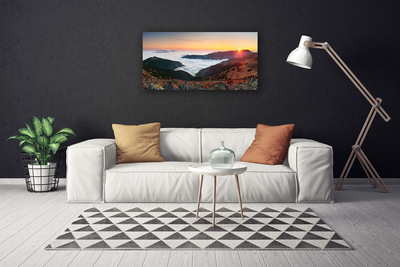 Quadro canvas Montanhas Nuvens Sol Paisagem