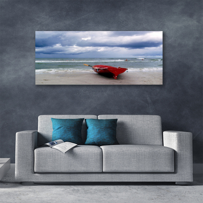 Quadro em tela Paisagem de barco, praia e mar
