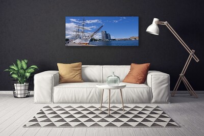Quadro canvas Barco Mar Cidade Paisagem