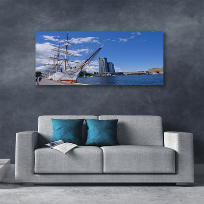 Quadro canvas Barco Mar Cidade Paisagem