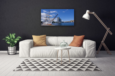 Quadro canvas Barco Mar Cidade Paisagem