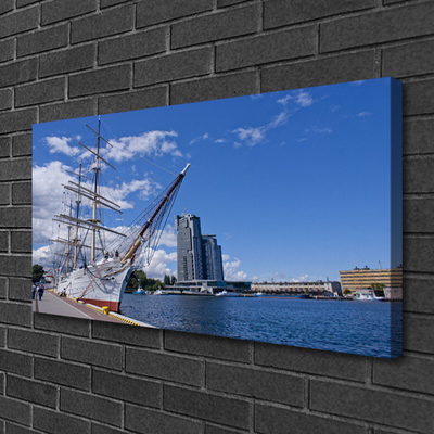 Quadro canvas Barco Mar Cidade Paisagem