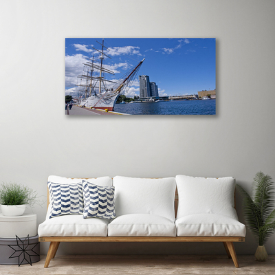 Quadro canvas Barco Mar Cidade Paisagem