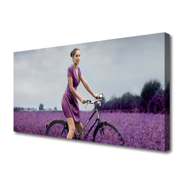 Obraz Canvas Kobieta Rower Łąka Człowiek