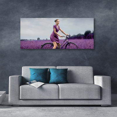 Obraz Canvas Kobieta Rower Łąka Człowiek