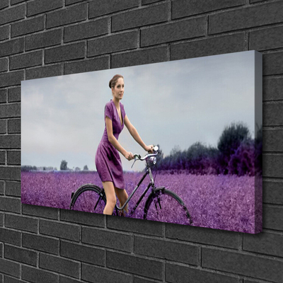 Obraz Canvas Kobieta Rower Łąka Człowiek