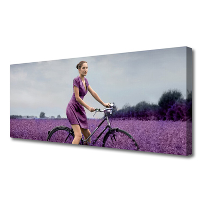 Obraz Canvas Kobieta Rower Łąka Człowiek